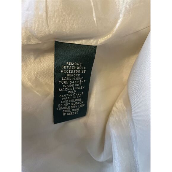 Ralph‎ Lauren Women's Ivory And Khaki Pinstripe Trench Coat And Dress Size L - Picture 13 of 13